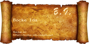 Bocke Ida névjegykártya